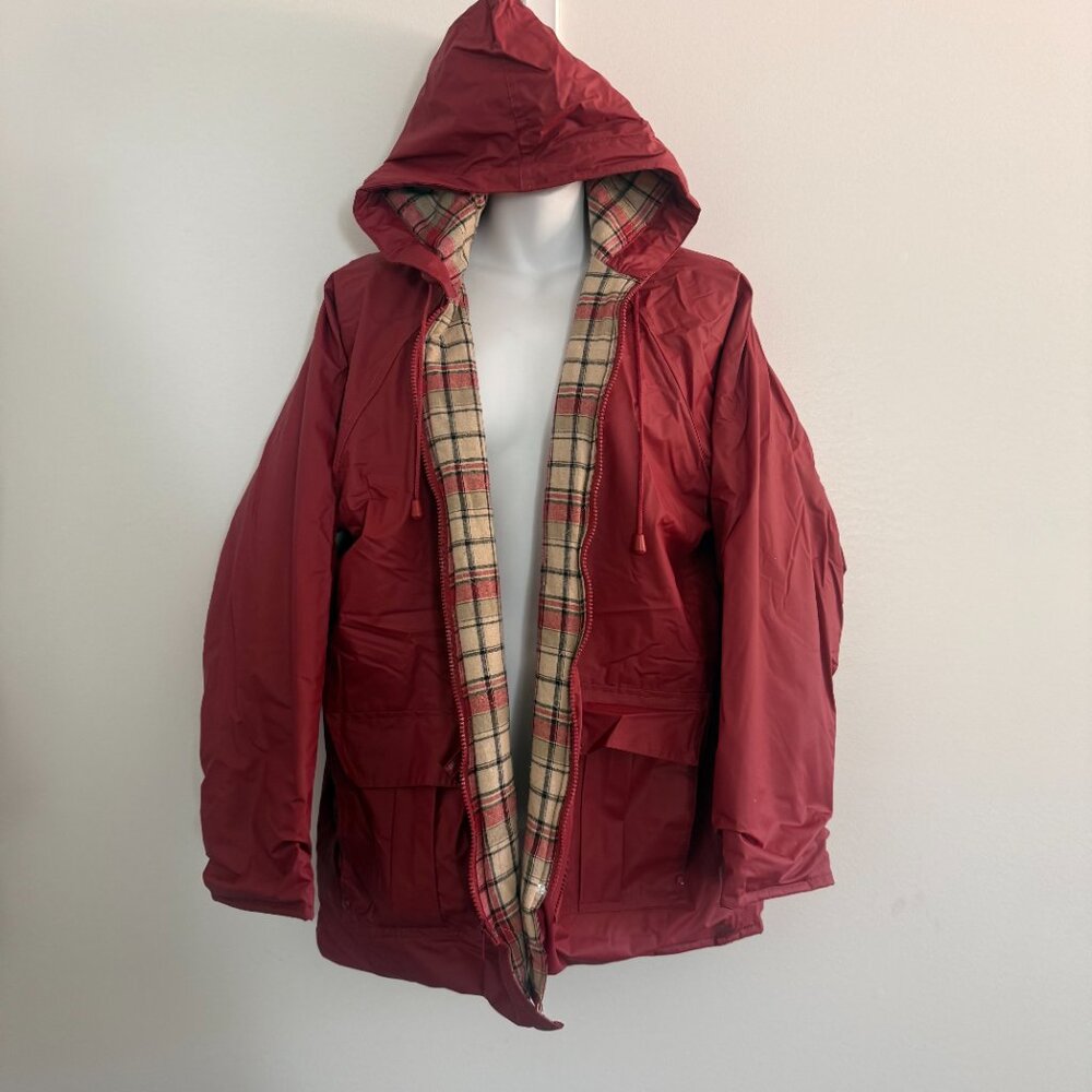 Vintage Misty Harbor Burgundy Hooded Jacket | Plaid Lined | Medium - Picture 2 of 11